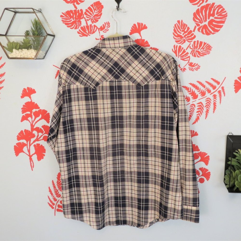 Levi's Blue Plaid Wester Shirt L - Picture 3 of 3